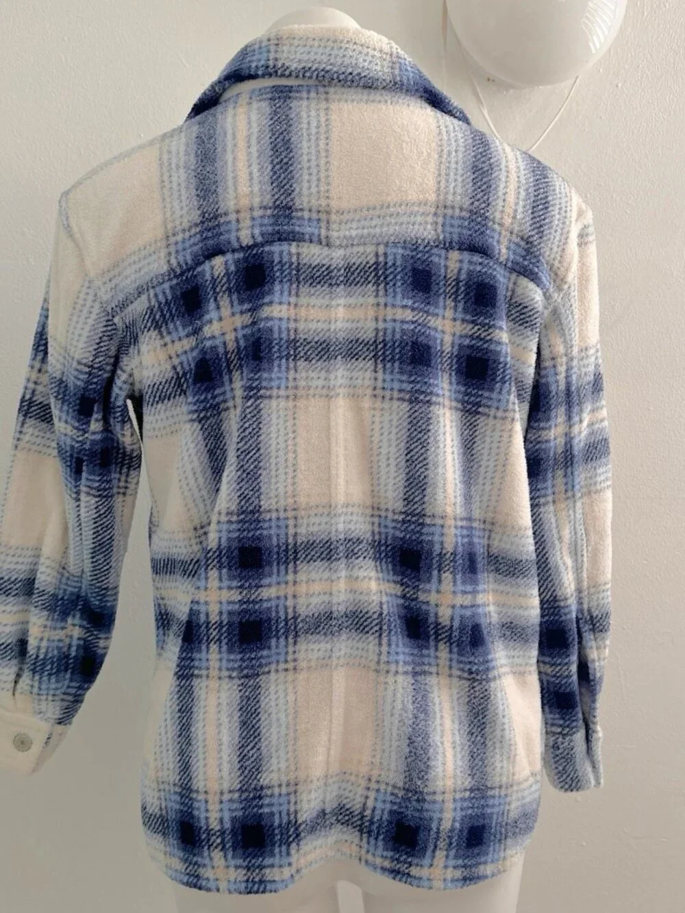 Thereabouts Girls Plus Size L 14.5/16.5 Blue Plaid Shacket Fleece Flannel Jacke